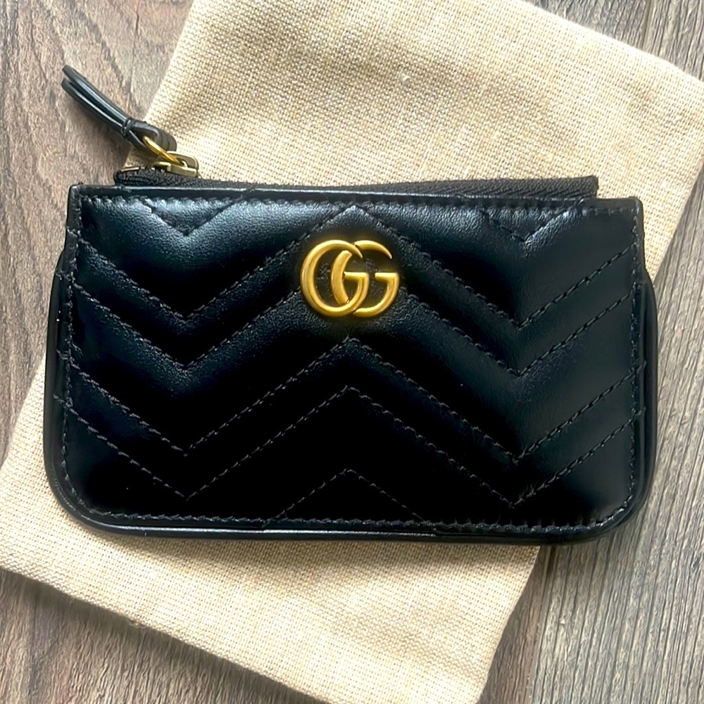 Gucci Marmont quilted black leather coin purse/card holder